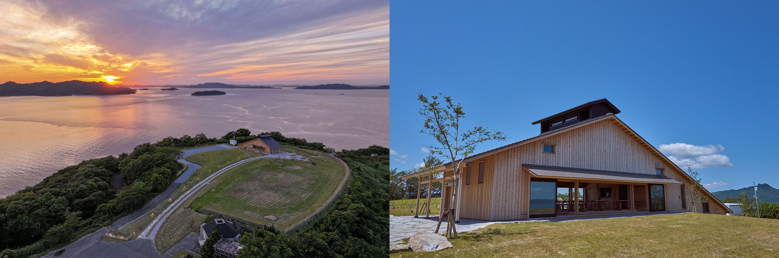 時の納屋夕日と正面